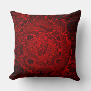 Deep Red Rose Design Cushion