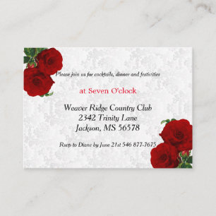 Deep Red Rose Floral Wedding - Reception Enclosure Card