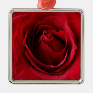 deep red rose metal ornament