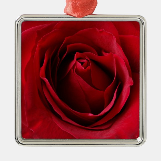 deep red rose metal ornament (Front)