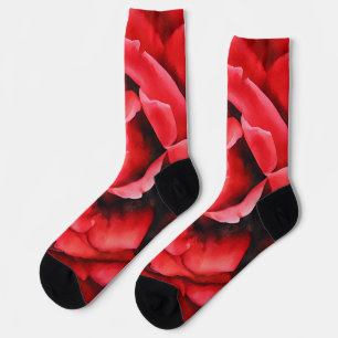Deep Red Rose Petals Art Crazy Socks