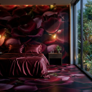 Deep Red Rose Petals Elegant Floral Ceramic Tile