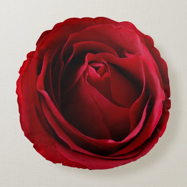 deep red rose round cushion (Front)