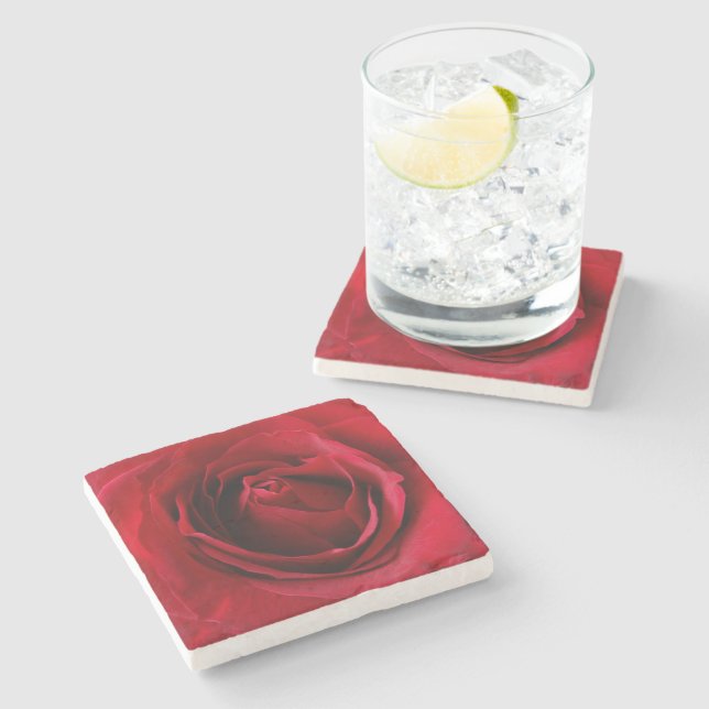 deep red rose stone coaster (Side)