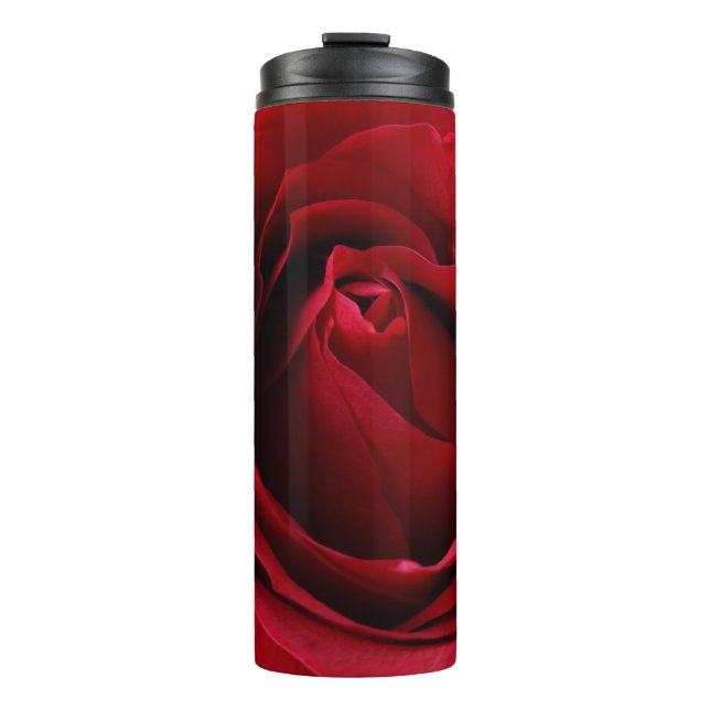 deep red rose thermal tumbler (Front)