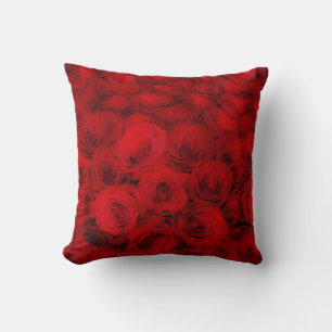 Deep Red Roses Art Throw Pillow