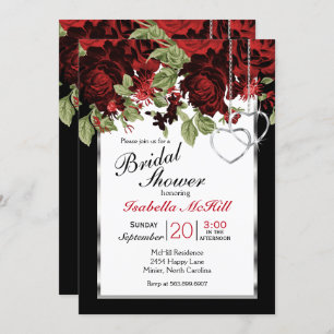 Deep Red Roses - Bridal Shower Invitation