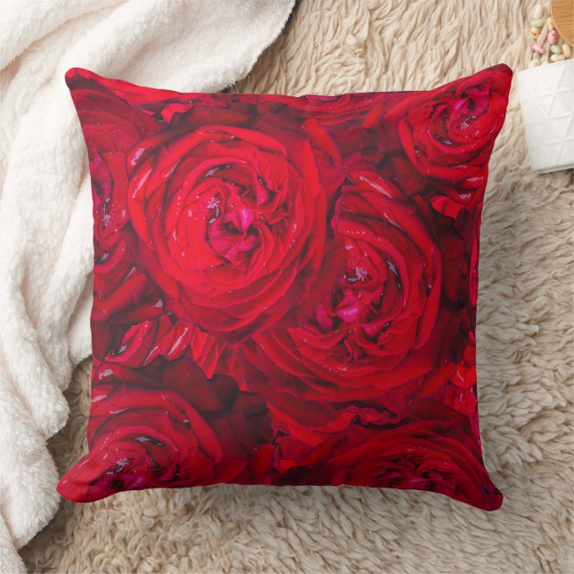 Deep red roses pattern  cushion (Blanket)
