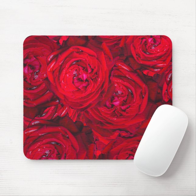 Deep red roses pattern  mouse pad (With Mouse)