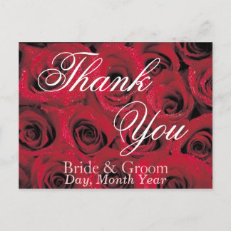 Deep Red Roses Thank You Postcard (1)