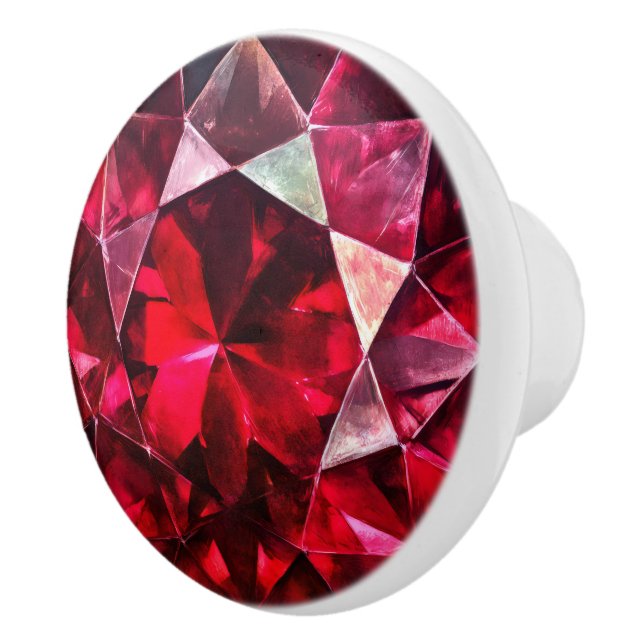 Deep Red Ruby Gem Pattern Ceramic Knob (Right)