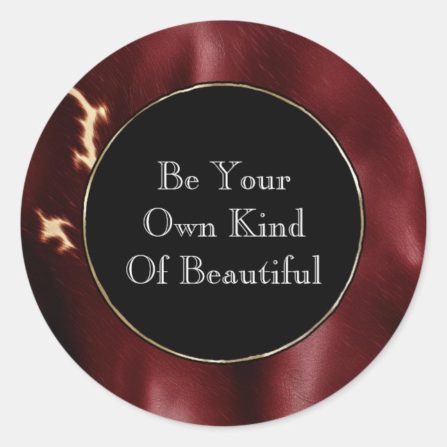 Deep Red Southwest Cowhide Classic Round Sticker (Front)