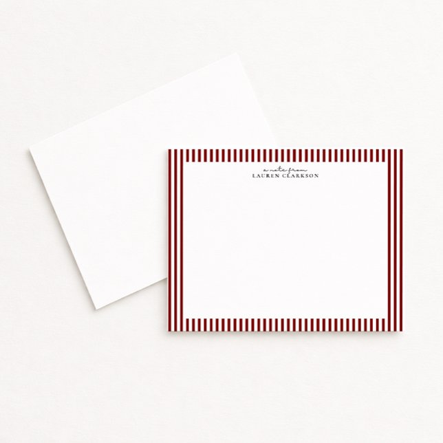 Deep Red Stripe Border Note Card (Creator Uploaded)