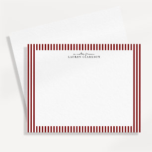 Deep Red Stripe Border Note Card