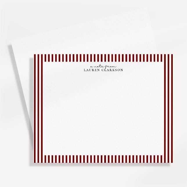 Deep Red Stripe Border Note Card (Creator Uploaded)