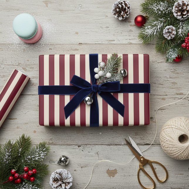 Deep Red Striped Wrapping Paper Roll (Creator Uploaded)