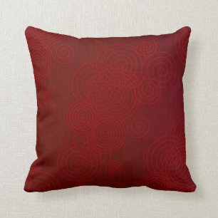 Deep Red Swirl Pattern Cushion