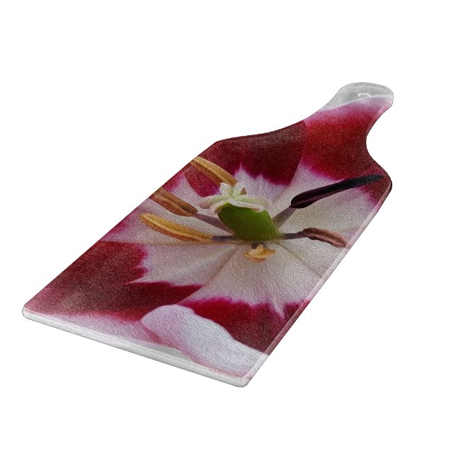 Deep red tulip cutting board (Corner)