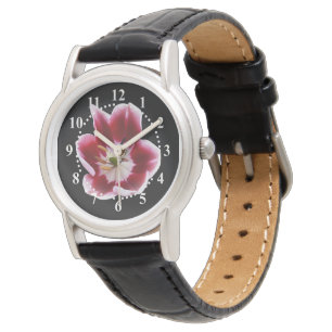 Deep red tulip watch