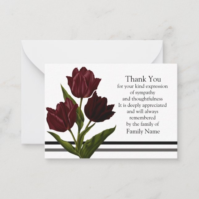 Deep Red Tulips Thank You Card (Front)
