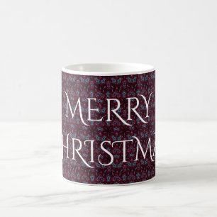 Deep Red Turquoise Merry Christmas Kaleidoscope Coffee Mug