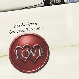 Deep Red Two Hearts Intertwined Wedding Classic Round Sticker