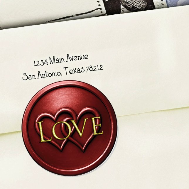 Deep Red Two Hearts Intertwined Wedding Classic Round Sticker (Creator Uploaded)