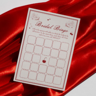 Deep Red Valentine Bridal Shower Bingo Game Card