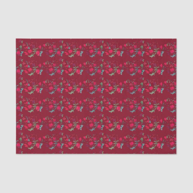 Deep Red Wassail Floral Tissue Paper (Front)