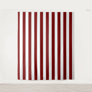 Deep Red with White Stripe Elegant Wall Tapestry