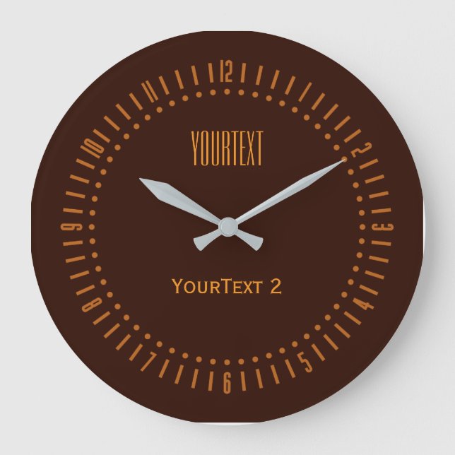 Deep Rich Brown Accent Colour to Personalise on a Large Clock (Front)