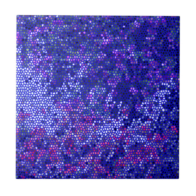 DEEP RICH PURPLE, BLUE, PINK, TINY DOTS CERAMIC TILE (Front)