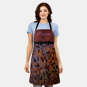 Deep Rich Rust Purple Orange Autumn Flowers Apron