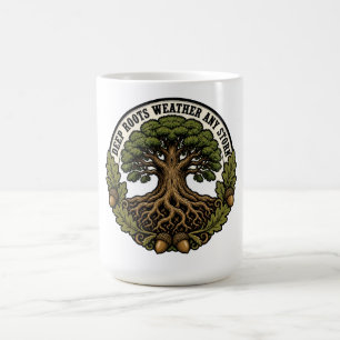 Deep Roots Weather Any Storm Vintage Oak Tree Coffee Mug