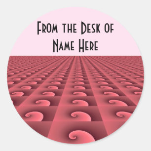 Deep Rose Coloured Swirl Pattern Classic Round Sticker