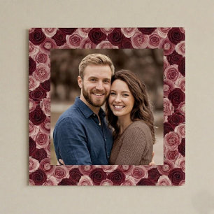 Deep Rose Floral Border Frame Photo Poster