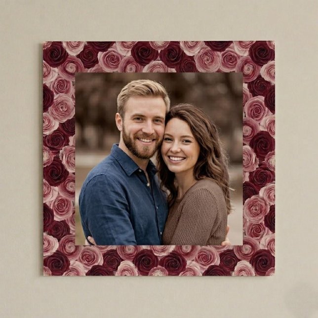 Deep Rose Floral Border Frame Photo Poster (Creator Uploaded)