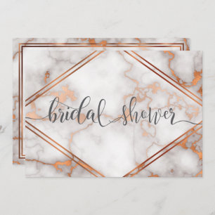 Deep Rose Gold / Copper Marble Calligraphy Invitation