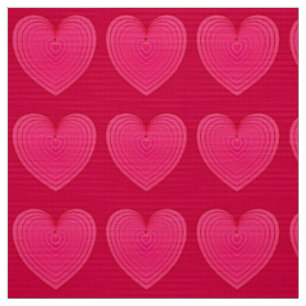 Deep Rose Pink Satin Hearts, rose red background Fabric