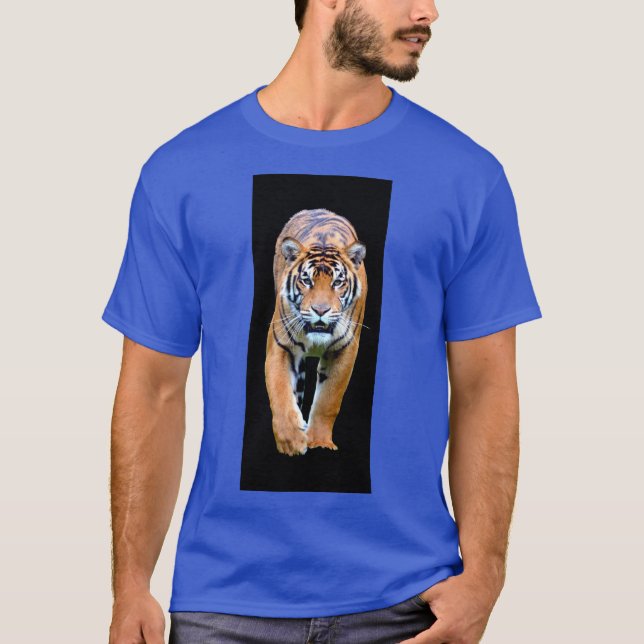Deep Royal Blue Colour Tiger Modern Template T-Shirt (Front)