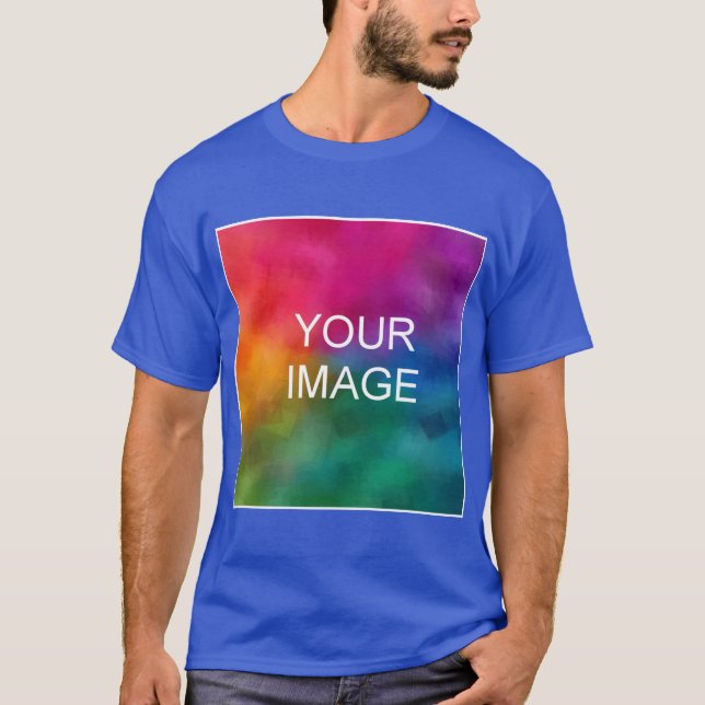 Deep Royal Blue Custom Add Image Logo Photo T-Shirt (Front)