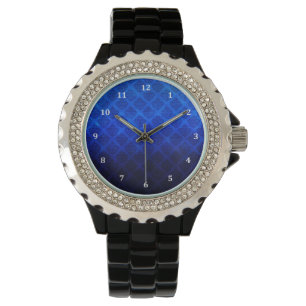 Deep Royal Blue Vintage Damask Grunge Texture Watch