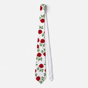 Deep Ruby Red Roses Tie