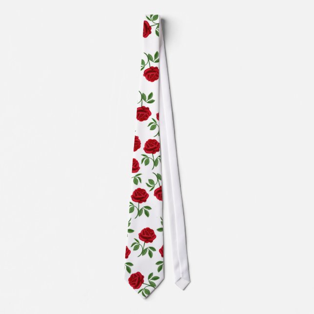 Deep Ruby Red Roses Tie (Front)