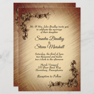 Deep Rustic Flowers Wedding Invitation