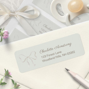 Deep Sage Green Baby Shower Bow Return Address Label