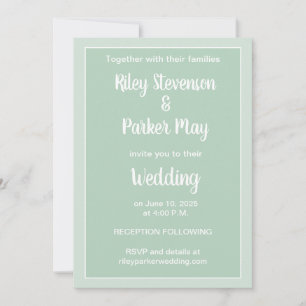 Deep Sage Green Two-Toned Wedding Invitation