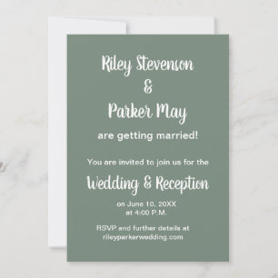 Deep Sage Green Wedding Invitation