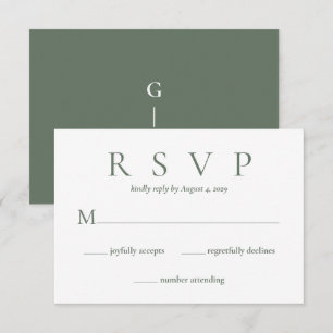 Deep Sage Green Wedding Response Card