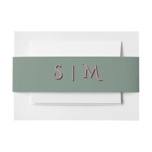 Deep Sage Monogram Wedding Belly Band Invitation Belly Band